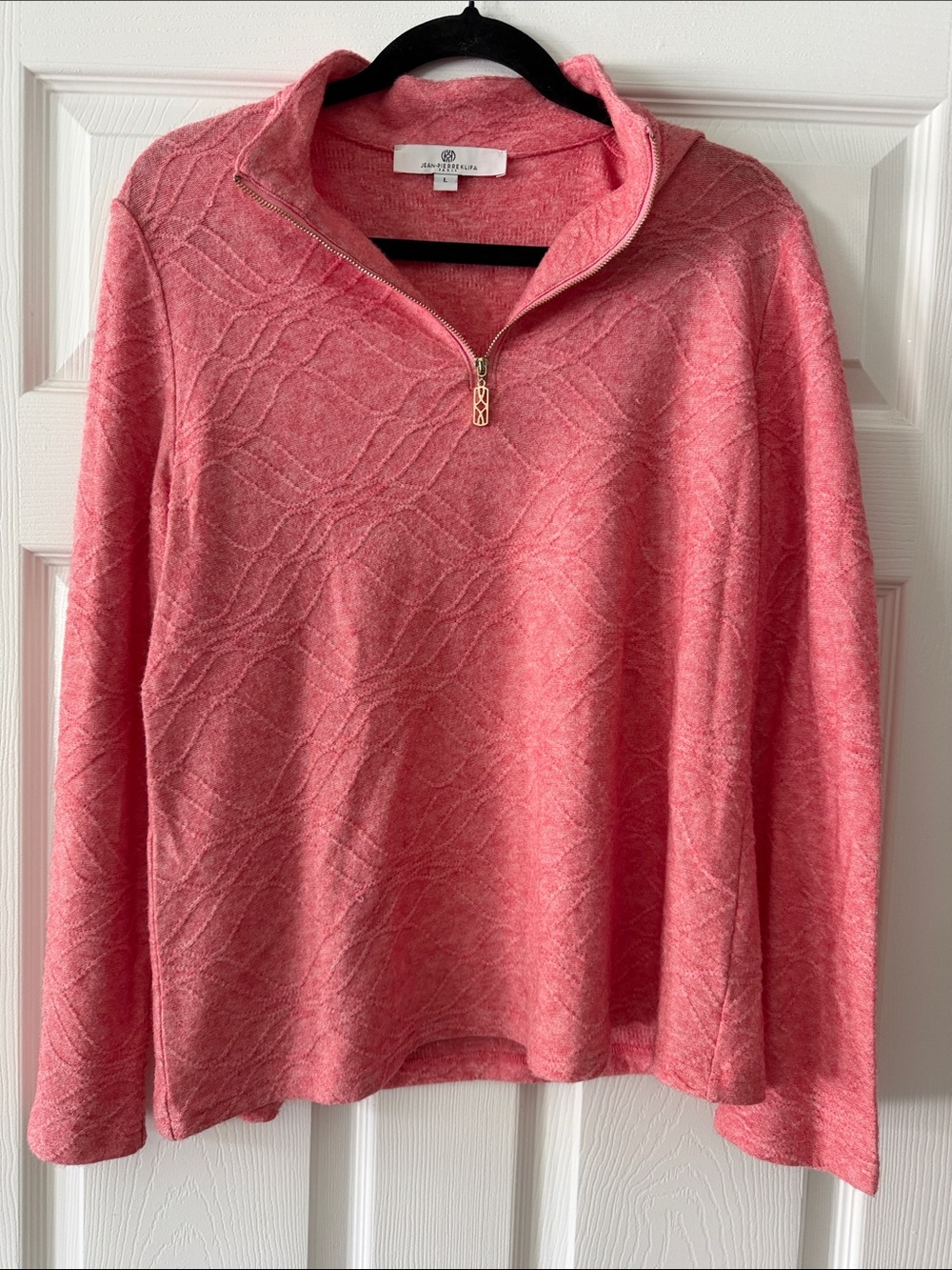 Jean-Pierre Klifa Coral Half-Zip Textured Turtleneck Sweater